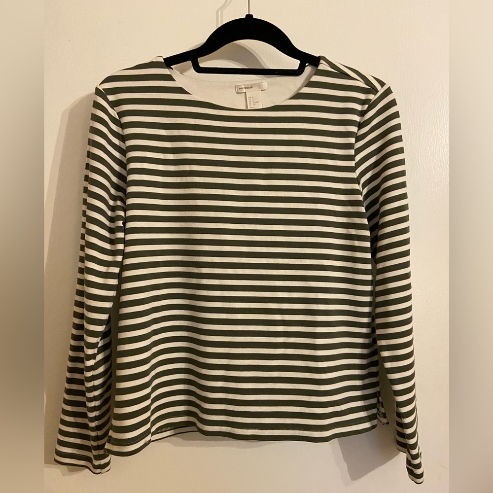 H&M Basic Olive Green Striped Professional Longsleeve